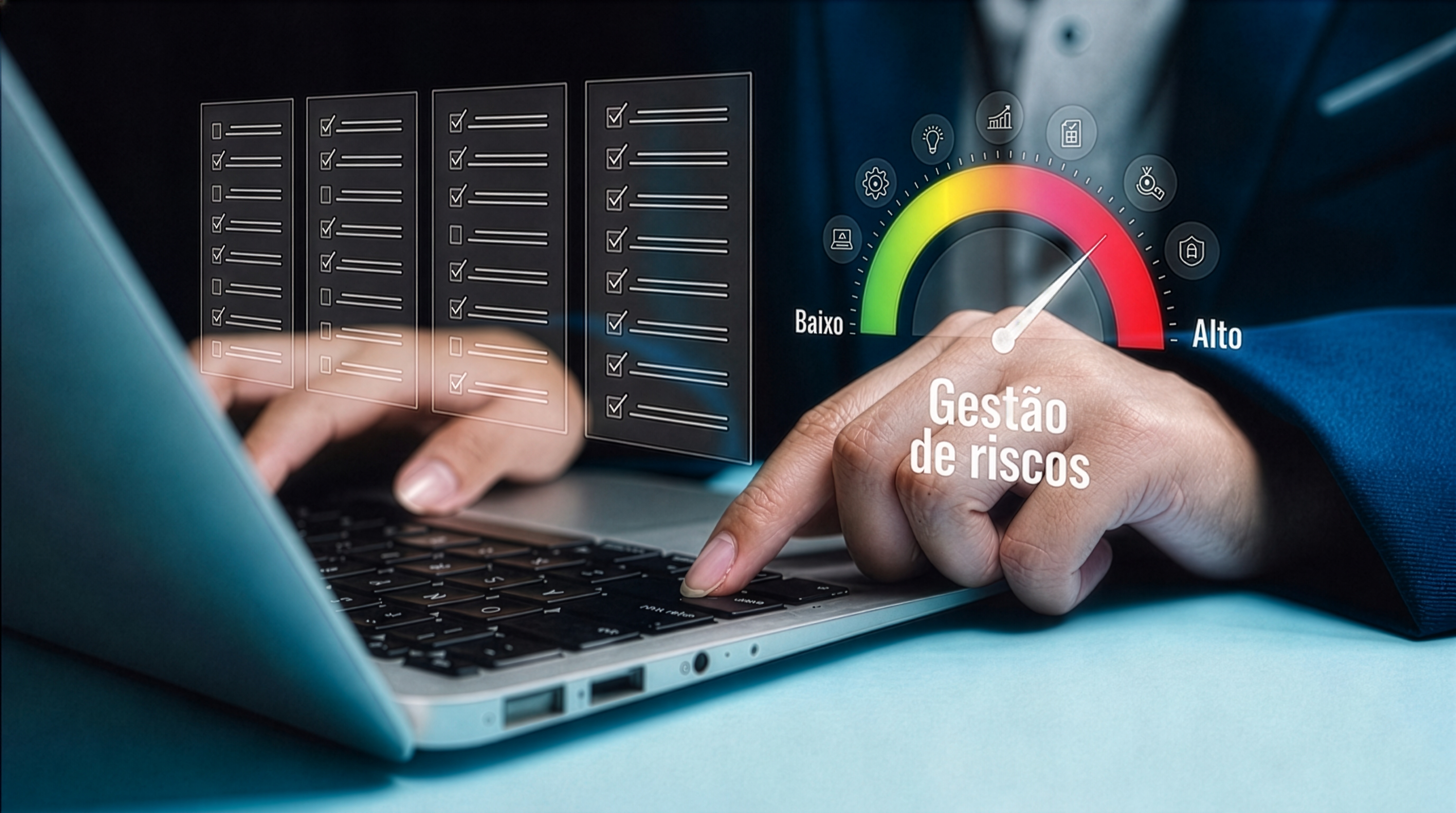 Segmentação de sinistros representada por uma escala de gestão de riscos, com diferentes níveis de complexidade e classificação de ocorrências.